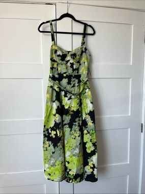 Floral Green & Black A-Line Sundress